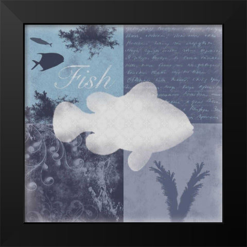 Beach Fish Black Modern Wood Framed Art Print by Gibbons, Lauren