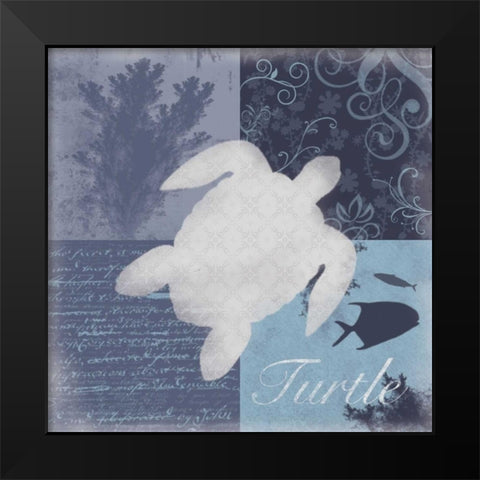 Beach Turtle Black Modern Wood Framed Art Print by Gibbons, Lauren
