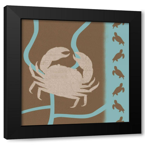 Crab Pattern Black Modern Wood Framed Art Print with Double Matting by Gibbons, Lauren