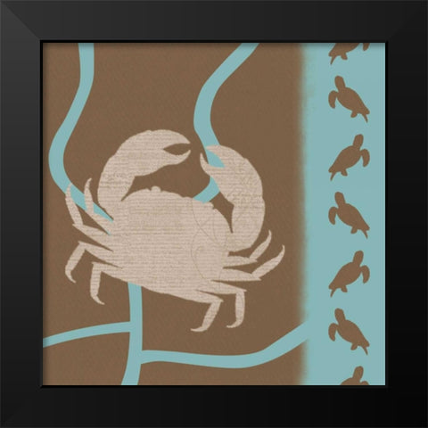 Crab Pattern Black Modern Wood Framed Art Print by Gibbons, Lauren