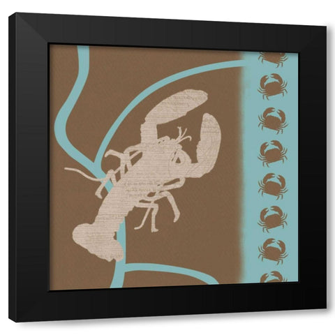 Lobster Pattern Black Modern Wood Framed Art Print with Double Matting by Gibbons, Lauren