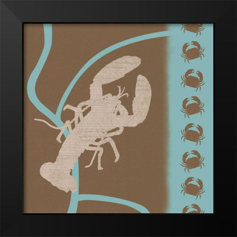 Lobster Pattern Black Modern Wood Framed Art Print by Gibbons, Lauren