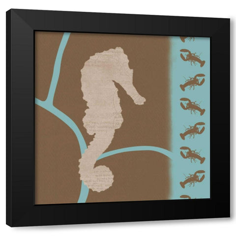 Sea Horse Pattern Black Modern Wood Framed Art Print with Double Matting by Gibbons, Lauren