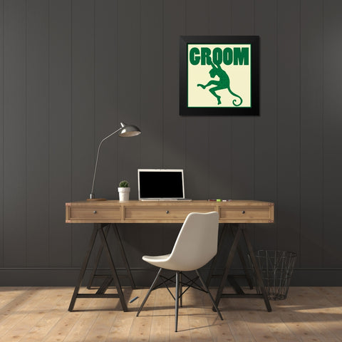 Monkey Groom Black Modern Wood Framed Art Print by Gibbons, Lauren
