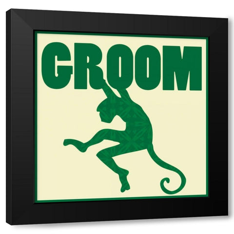 Monkey Groom Black Modern Wood Framed Art Print with Double Matting by Gibbons, Lauren