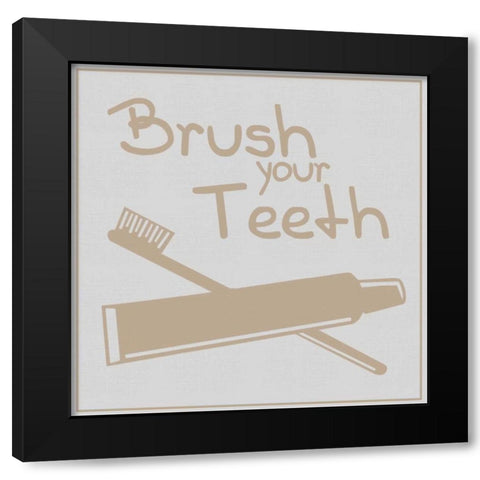 Brush Teeth Brown Black Modern Wood Framed Art Print by Gibbons, Lauren
