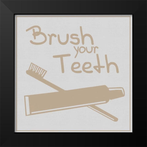 Brush Teeth Brown Black Modern Wood Framed Art Print by Gibbons, Lauren