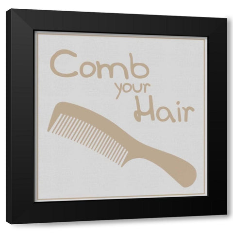 Comb Hair Brown Black Modern Wood Framed Art Print by Gibbons, Lauren