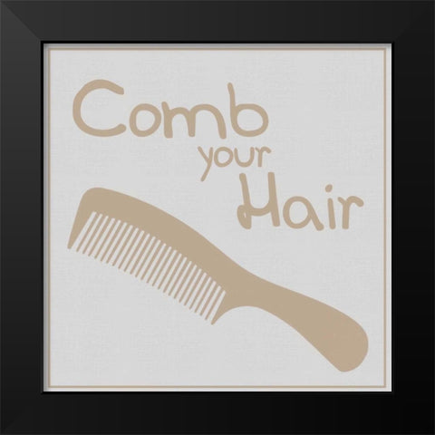 Comb Hair Brown Black Modern Wood Framed Art Print by Gibbons, Lauren