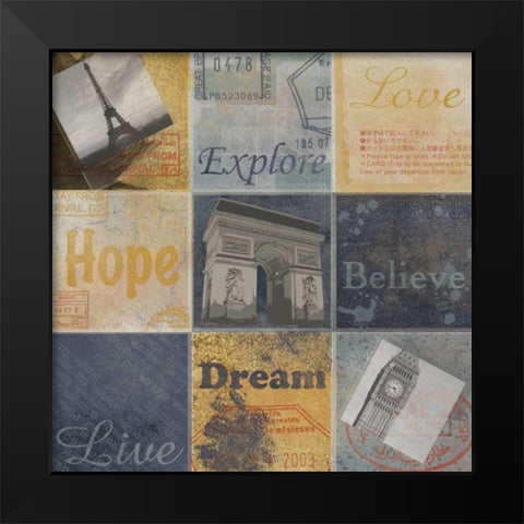 9 Boxes Travel A Black Modern Wood Framed Art Print by Gibbons, Lauren