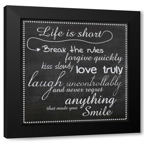 Life Is Short Chalk White Black Modern Wood Framed Art Print with Double Matting by Gibbons, Lauren