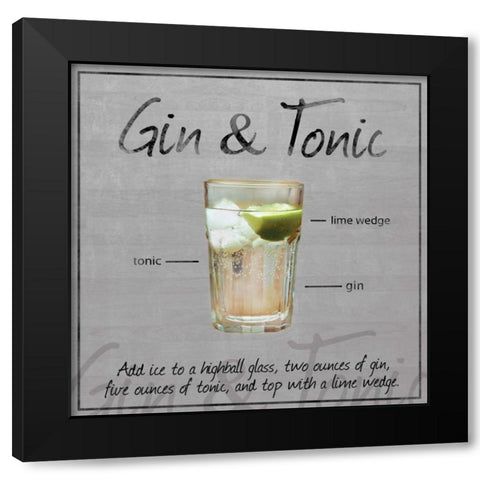 Gin Tonic Black Modern Wood Framed Art Print by Gibbons, Lauren