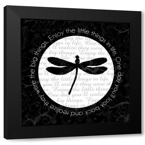 Dragonfly Black Modern Wood Framed Art Print with Double Matting by Gibbons, Lauren