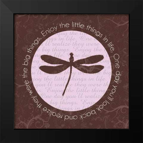 Dragonfly Brown Black Modern Wood Framed Art Print by Gibbons, Lauren