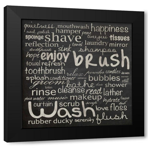 Bathroom Words Black Modern Wood Framed Art Print by Gibbons, Lauren