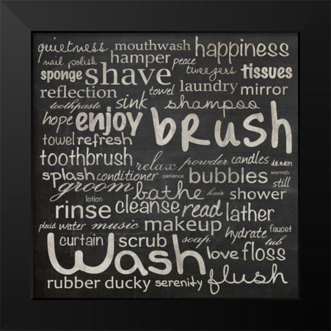 Bathroom Words Black Modern Wood Framed Art Print by Gibbons, Lauren