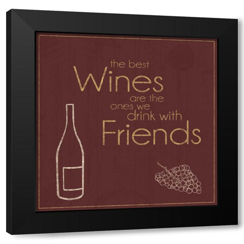 Wine with Friends Black Modern Wood Framed Art Print by Gibbons, Lauren