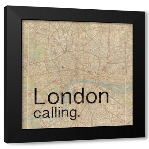 Map London Black Modern Wood Framed Art Print with Double Matting by Gibbons, Lauren