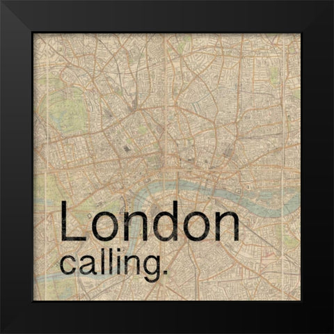 Map London Black Modern Wood Framed Art Print by Gibbons, Lauren