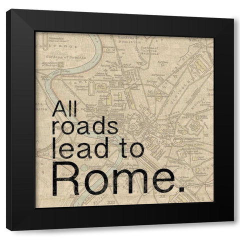 Map Rome Black Modern Wood Framed Art Print with Double Matting by Gibbons, Lauren