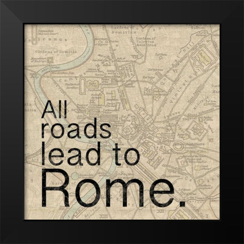 Map Rome Black Modern Wood Framed Art Print by Gibbons, Lauren
