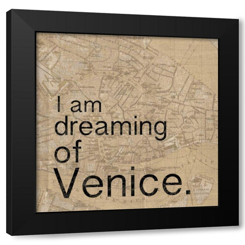 Map Venice Black Modern Wood Framed Art Print by Gibbons, Lauren