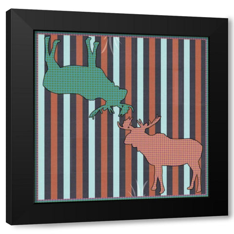 Moose Patterns Black Modern Wood Framed Art Print with Double Matting by Gibbons, Lauren