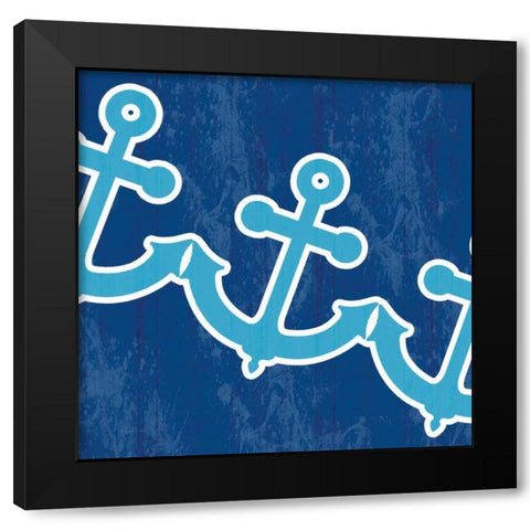 Blue Anchor Black Modern Wood Framed Art Print by Gibbons, Lauren