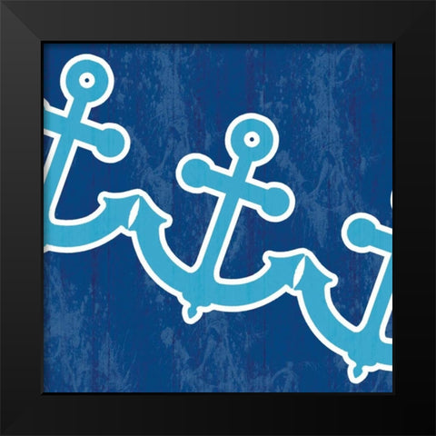 Blue Anchor Black Modern Wood Framed Art Print by Gibbons, Lauren