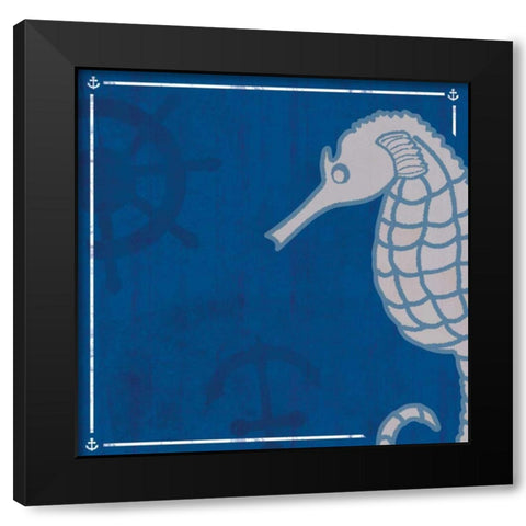 Blue Sea Horse Black Modern Wood Framed Art Print by Gibbons, Lauren
