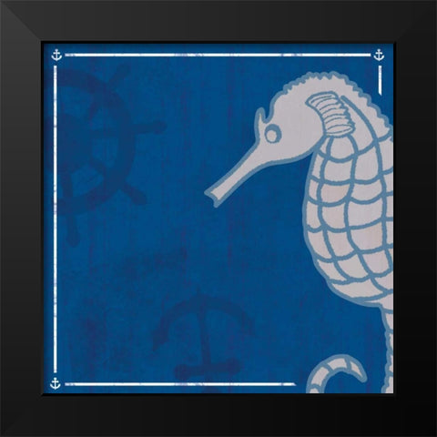 Blue Sea Horse Black Modern Wood Framed Art Print by Gibbons, Lauren