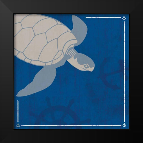Blue Sea Turtle Black Modern Wood Framed Art Print by Gibbons, Lauren