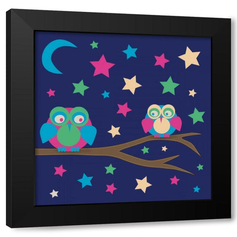 Owls of Color 4 Black Modern Wood Framed Art Print with Double Matting by Gibbons, Lauren