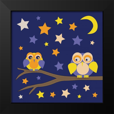 Owls of Color 3 Black Modern Wood Framed Art Print by Gibbons, Lauren