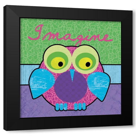 Highlighter Imagine Owl Black Modern Wood Framed Art Print with Double Matting by Gibbons, Lauren