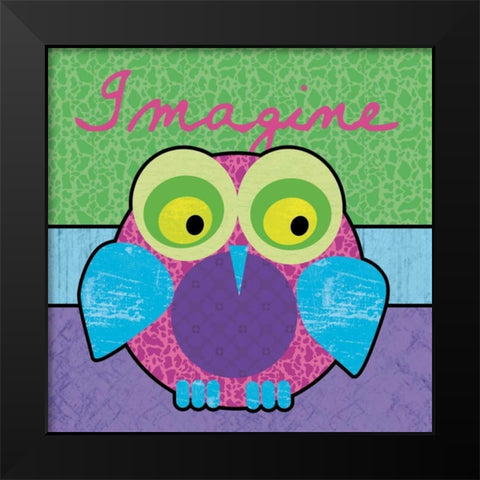 Highlighter Imagine Owl Black Modern Wood Framed Art Print by Gibbons, Lauren