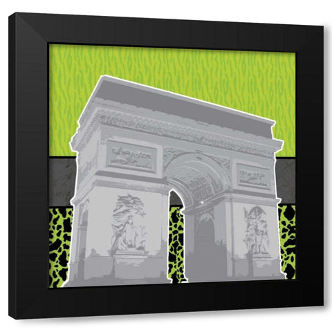 Eiffel Tween Green 2 Black Modern Wood Framed Art Print by Gibbons, Lauren