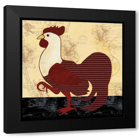 A Vertical Rooster Black Modern Wood Framed Art Print with Double Matting by Gibbons, Lauren