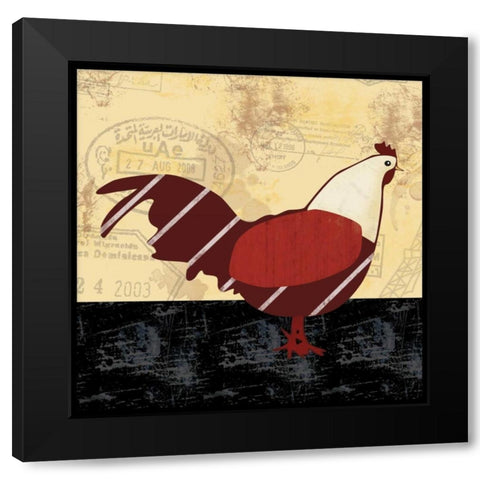 A Red Hen Black Modern Wood Framed Art Print by Gibbons, Lauren