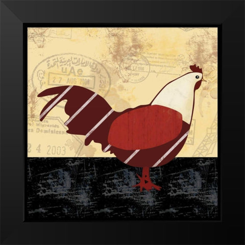 A Red Hen Black Modern Wood Framed Art Print by Gibbons, Lauren