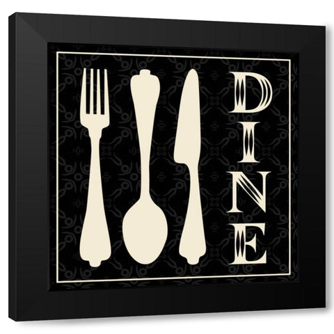 Dine Utensils Black Modern Wood Framed Art Print with Double Matting by Gibbons, Lauren