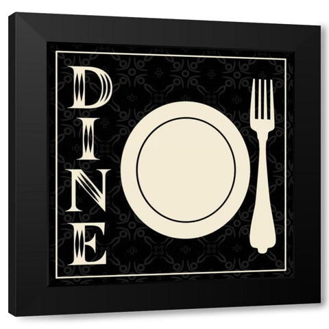 Dine Fork Black Modern Wood Framed Art Print by Gibbons, Lauren