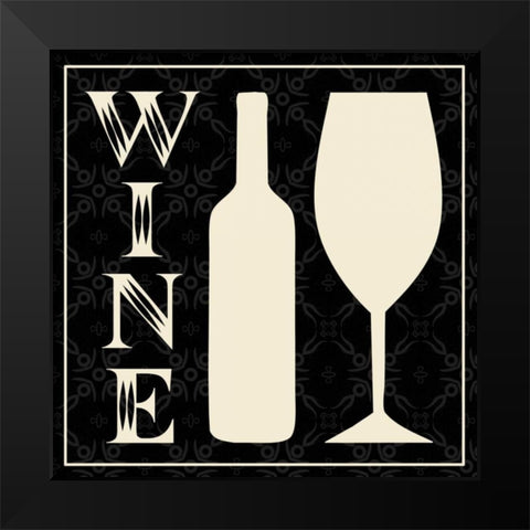 Wine Bottle Black Modern Wood Framed Art Print by Gibbons, Lauren