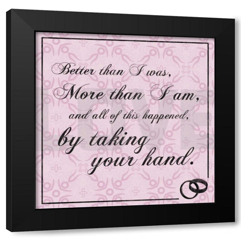 Wedding Hands Pink Black Modern Wood Framed Art Print with Double Matting by Gibbons, Lauren