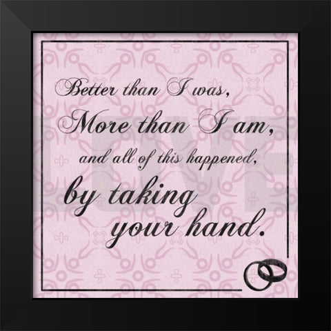 Wedding Hands Pink Black Modern Wood Framed Art Print by Gibbons, Lauren