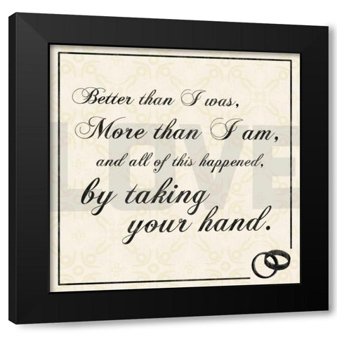 Wedding Hand Black Modern Wood Framed Art Print by Gibbons, Lauren