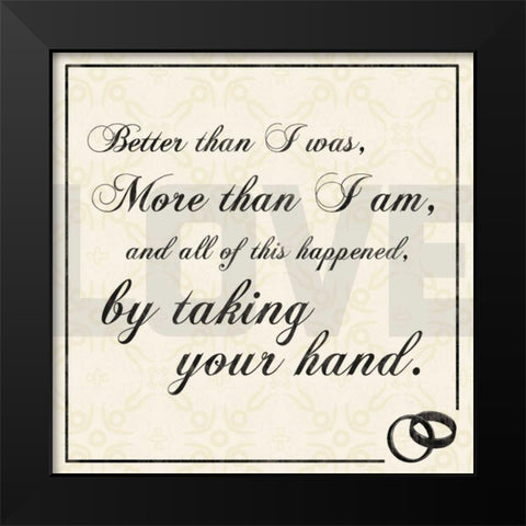 Wedding Hand Black Modern Wood Framed Art Print by Gibbons, Lauren
