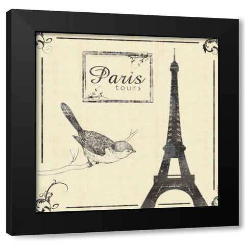 Paris Black Modern Wood Framed Art Print with Double Matting by Gibbons, Lauren