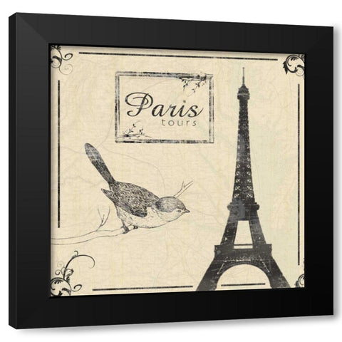 Paris b Black Modern Wood Framed Art Print with Double Matting by Gibbons, Lauren