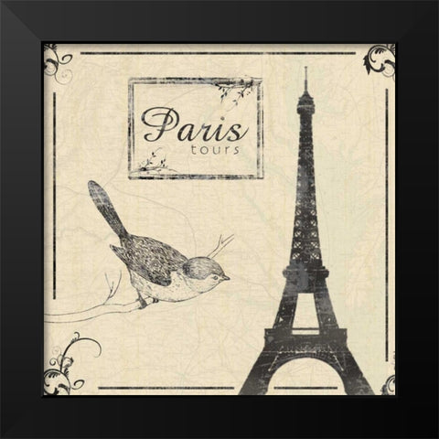 Paris b Black Modern Wood Framed Art Print by Gibbons, Lauren